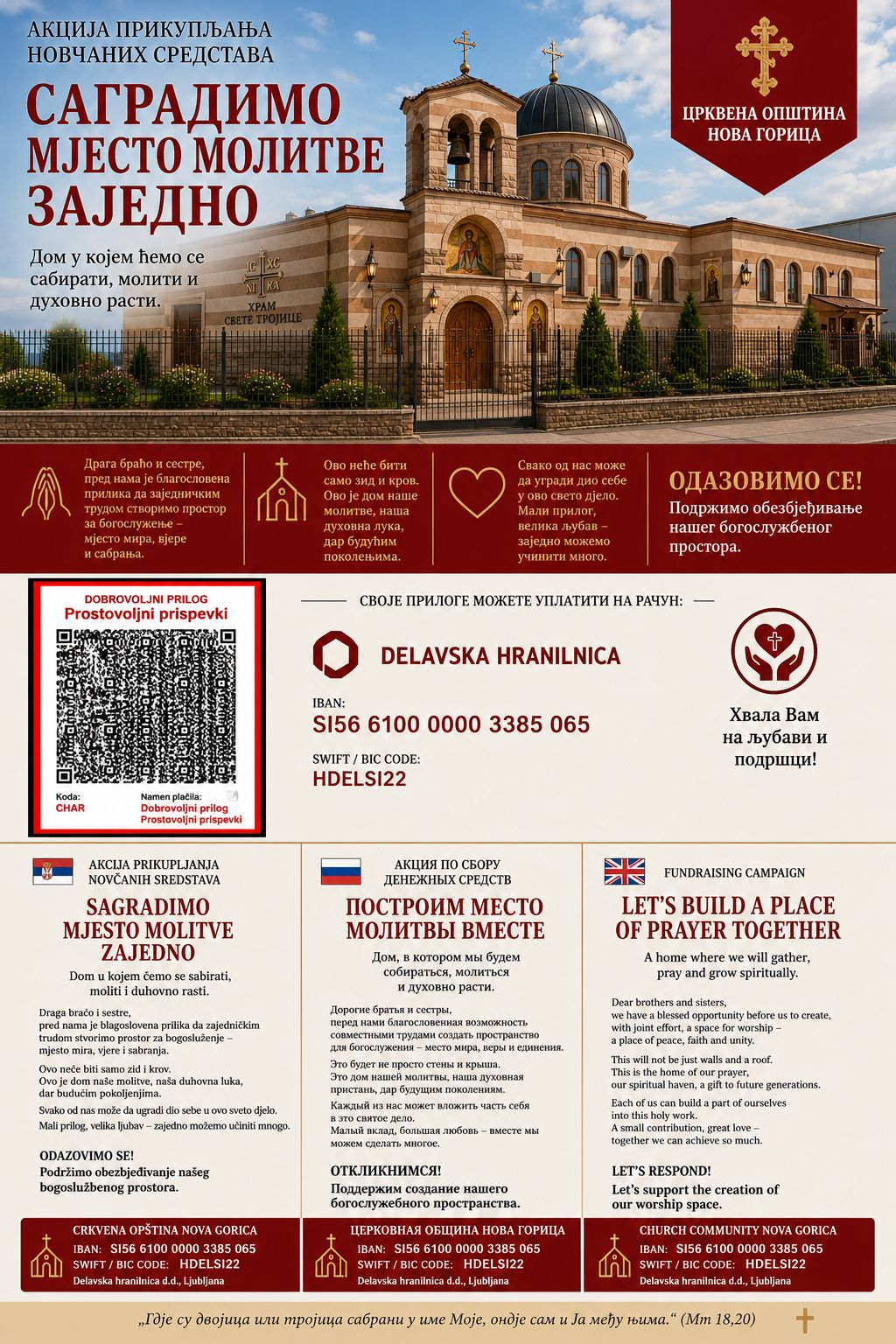 Црквена општина Нова Горица прикупља средства за свој богослужбени простор фото 1