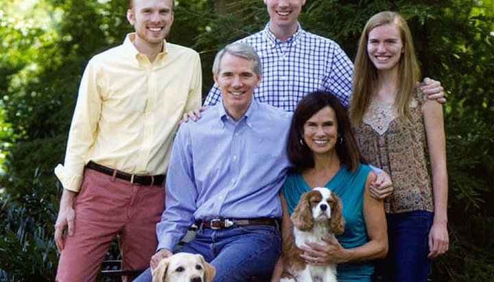 Rob Portman with his wife and children