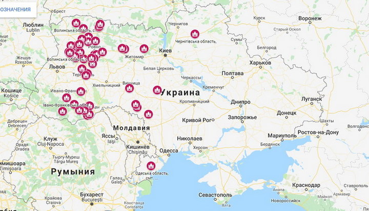 An interactive map of the seizures of temples of the canonical Church by OCU supporters