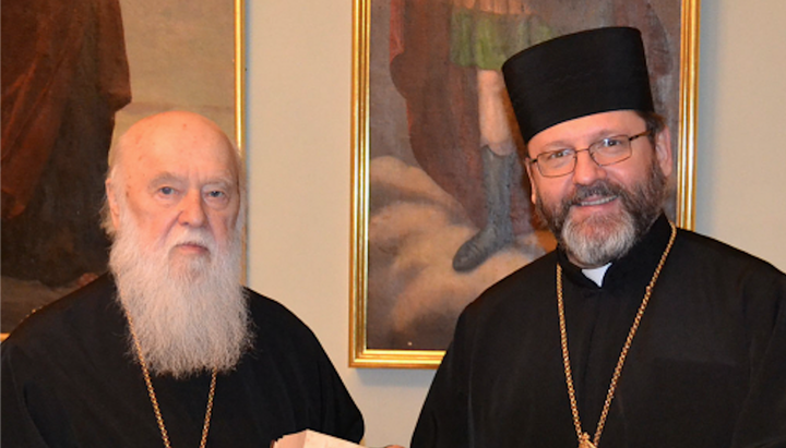 “Patriarch” of the UOC KP Filaret Denisenko and “Patriarch” of the UGCC Sviatoslav Shevchuk. Photo: UGCC media resource