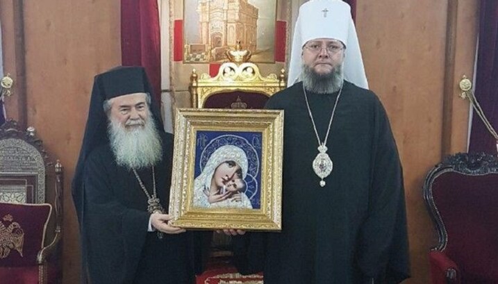 Patriarch Theophilos of Jerusalem and Metropolitan Alexy of Balta and Ananievsk. Photo: Balta Eparchy of the UOC