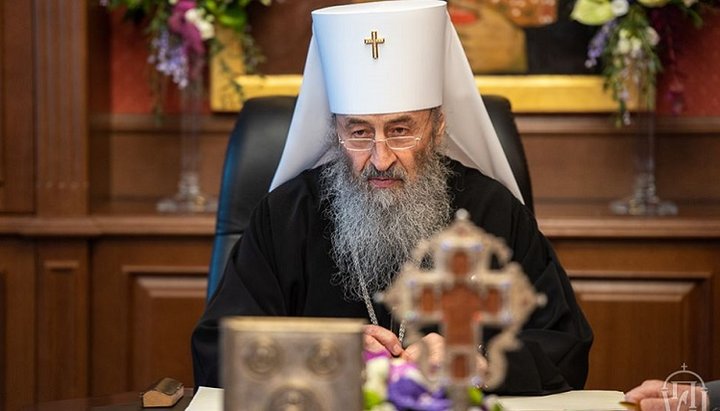 Primate of the UOC, His Beatitude Metropolitan Onuphry, a meeting of the Holy Synod of UOC on March 18, 2020. Photo: UOC