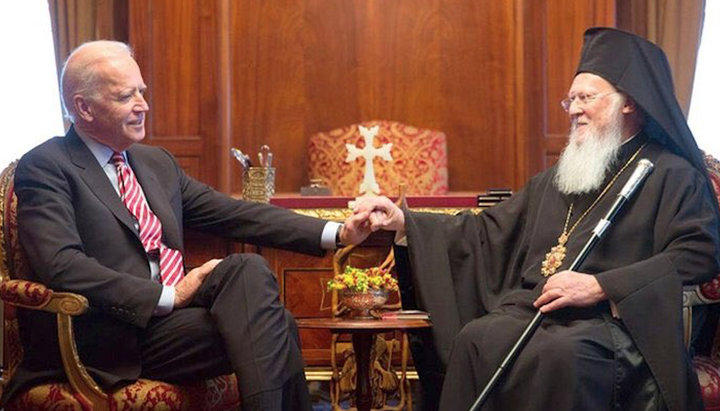 Joe Biden and Patriarch Bartholomew. Photo: twitter.com/molodyko