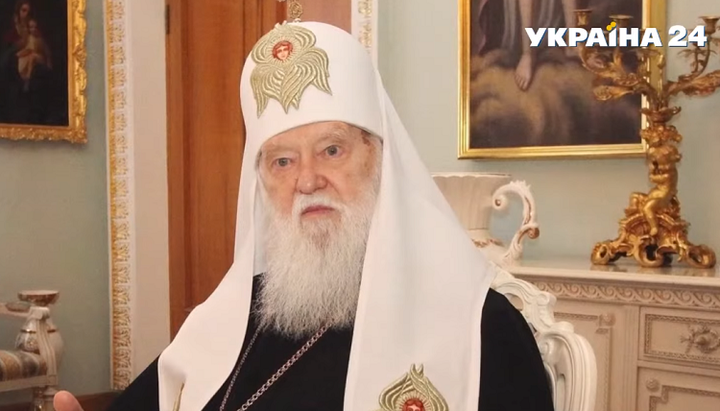 The head of the liquidated UOC-KP Filaret Denisenko. Photo: screenshot of the video of Ukraine 24 youtube channel.