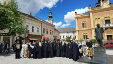 Bishop Irinej of Bačka of the Serbian Church meets with UOC delegation