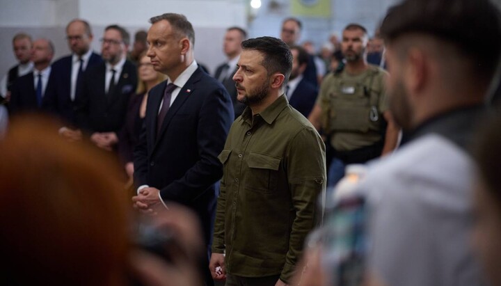 Zelensky and Duda in a Catholic church in Lutsk. Photo: Zelensky's telegram channel