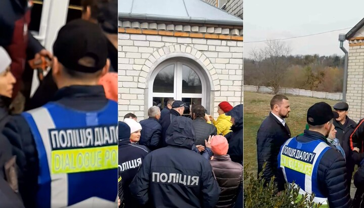 The seizure of the Protection Temple in the village of Zahontsi, Khmelnytsky district. Photo: UOJ collage