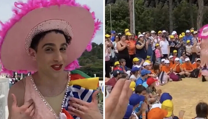 A transvestite at a Vatican children's party. Photo: ejercitoremanente.com