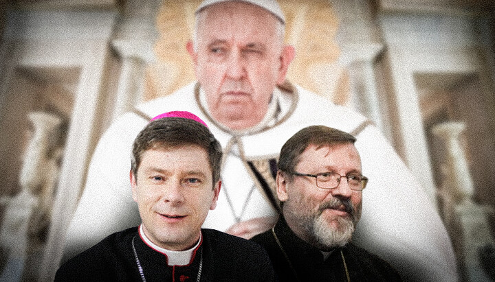 Pope Francis, Vitaliy Kryvytskyi, and Sviatoslav Shevchuk Photo: UOJ