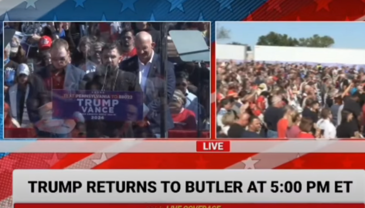 A cleric of the UOC of the USA at Trump's rally. Photo: YouTube screenshot