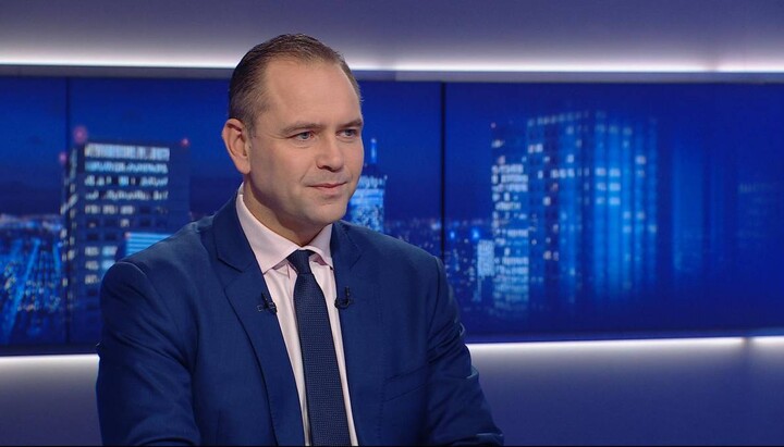 Karol Nawrocki on the TV program "Guest of Events". Photo: Polsat News