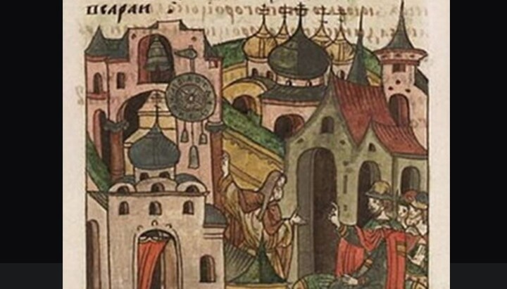 Минијатура из 16. века која приказује Лазара поред часовника који је створио. Фото: Требиње лајв